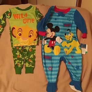 Boys 3 piece pajamas. Simba 2 piece& Mickey Mouse